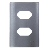 Placa P/ 2 Tomadas Horizontais 4x2 com Suporte - Novara Preto Grafite